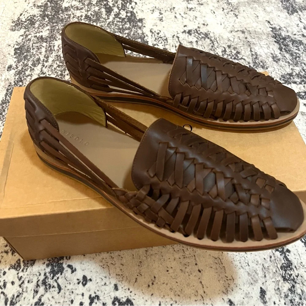 nisolo men huarache slip on brown
